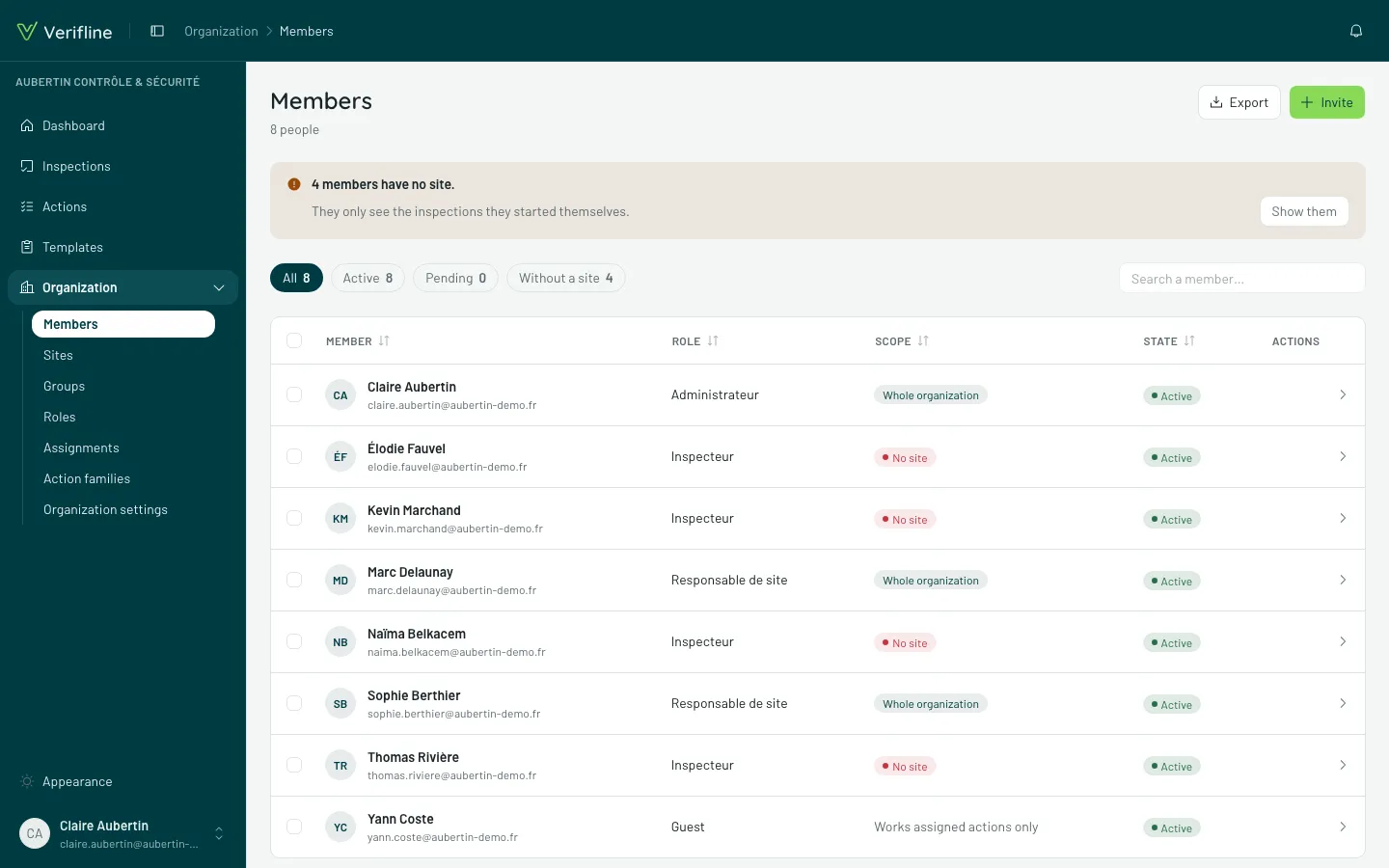 The Members screen