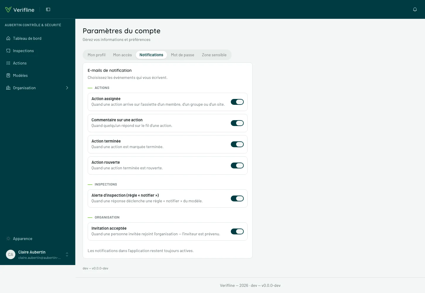 Les préférences de notifications