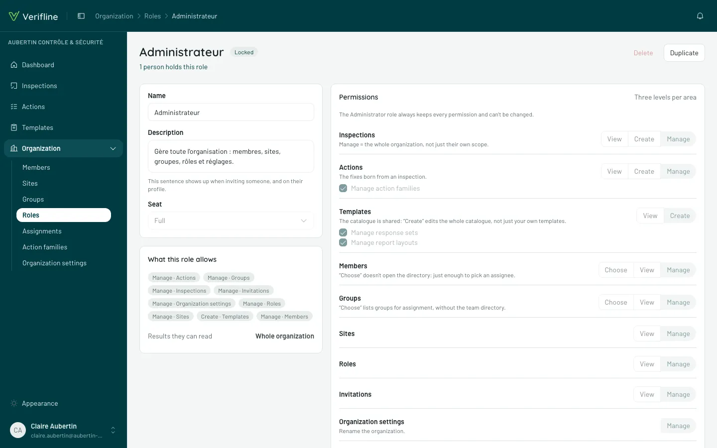 The role editor