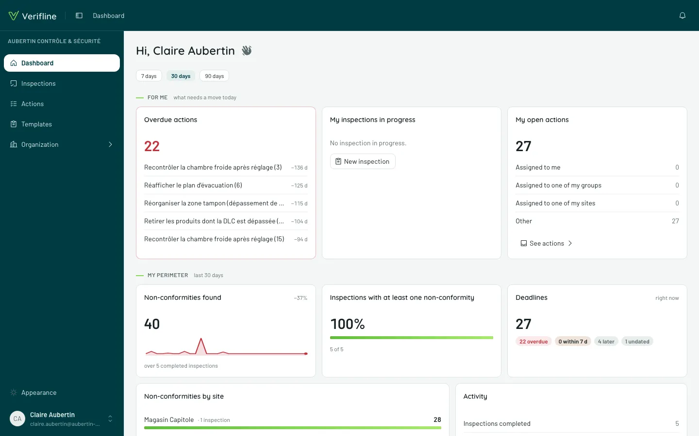 The Verifline dashboard